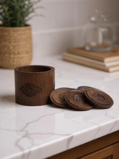 Lotus Ember Coaster Set | Handcrafted Wooden/Resin Drink Coasters