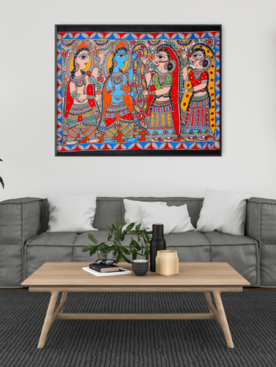 Madhubani Moment of Choice – Swayamvar ka Samay Artistic Painting