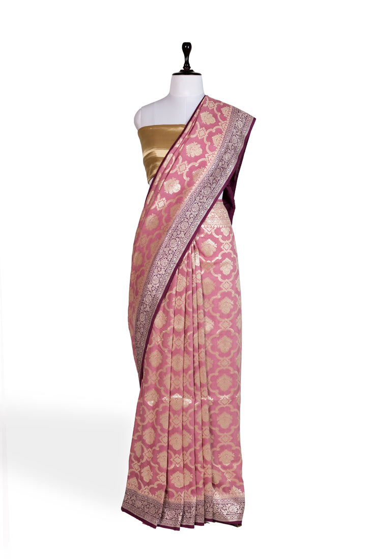 Noor-e-Gulab Saree | Handwoven Banarasi Silk Saree