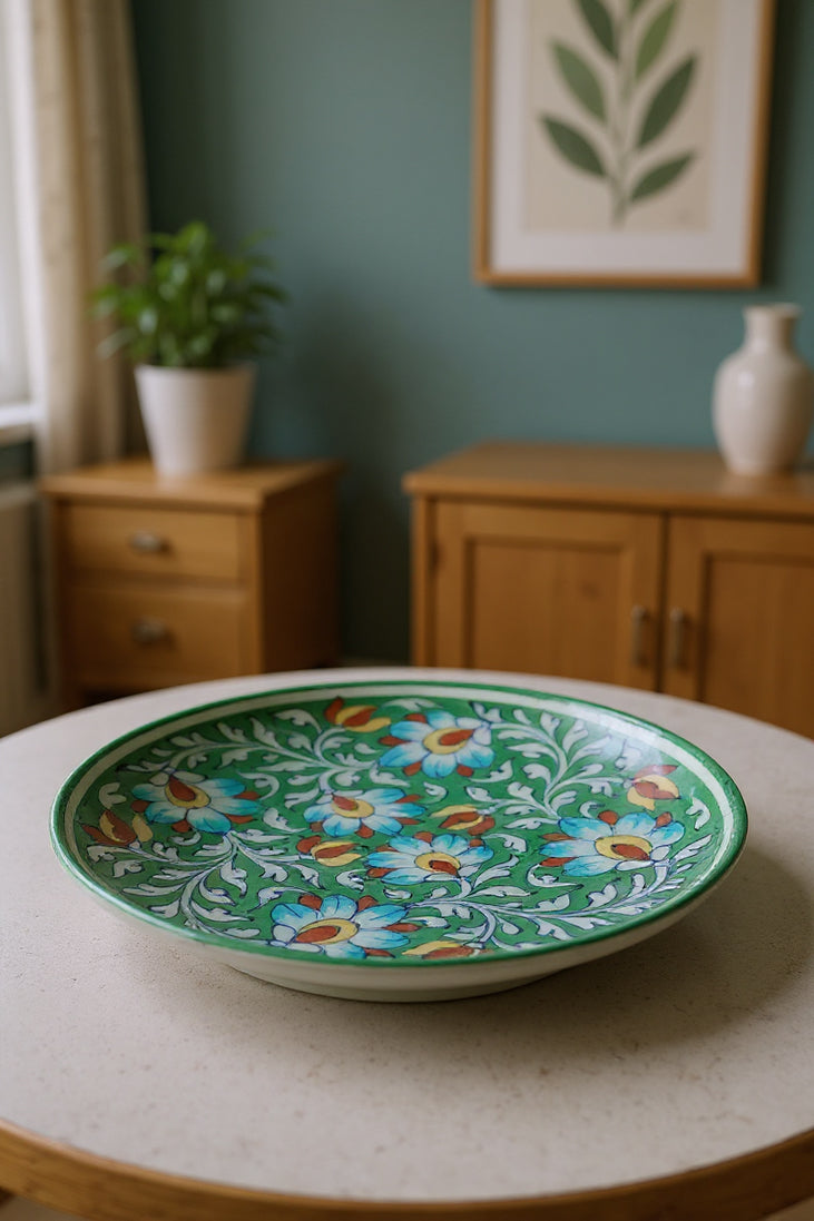 Emerald Blossom Harmony Eco-Friendly Ceramic Plate