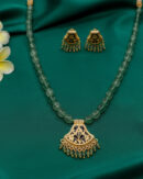 Hina Phool Thewa Green Coin Bead Bridal Pendant Set