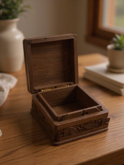 Whisperwood Carved Keepsake Box | Handcrafted Wooden Memory & Jewellry Storage