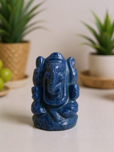 Blue Sapphire Ganesha Carving – Mindfulness & Devotional Décor