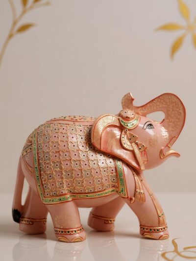 Exquisite Rose Quartz Elephant – Handcrafted Gemstone Décor