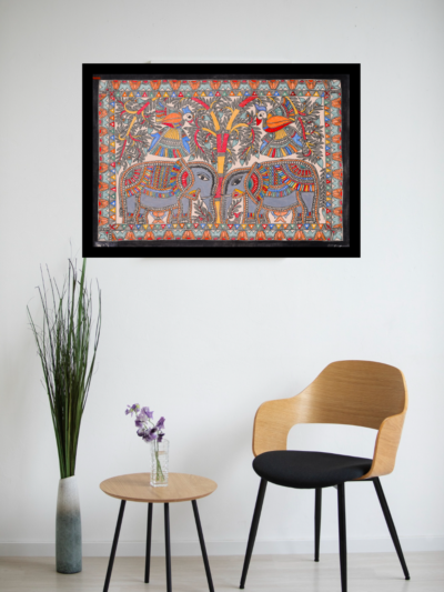Rajsi Saath Painting – Unique Handcrafted Statement Wall Madhubani Décor