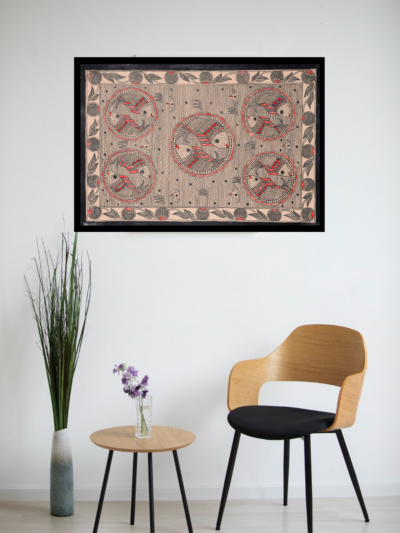 Saajha Safar Decorative Painting – Handcrafted Artistic Accent Madhubani Art