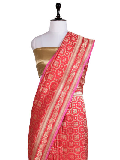 Sindoori Phool Saree | Handwoven Banarasi Silk Saree