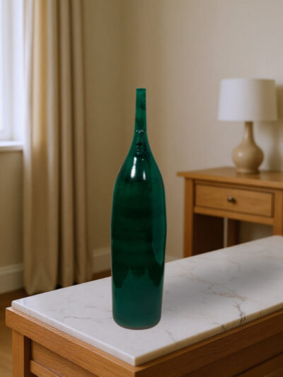 Terracotta Emerald Sentinel Vase – Artisanal Pottery for Living Spaces