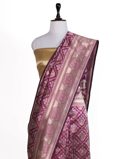 Mehroon Nazakat Saree | Handwoven Banarasi Silk Saree