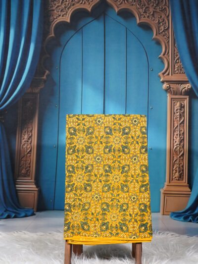 Saffron Mosaic | Handcrafted Ajrak Fabric