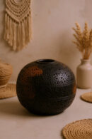 Authentic Midnight Bloom Terracotta Jar – Handcrafted Earthenware Décor