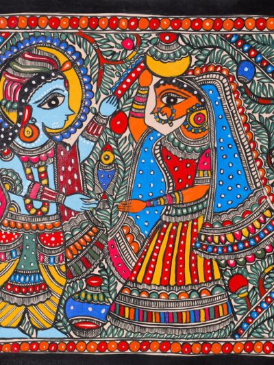 Preet ki Leela Painting – Madhubani Handcrafted Romantic Wall Art