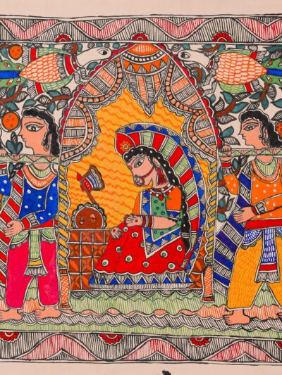 Sanskriti ki Sawari – Handpainted Madhubani Art Depicting Cultural Journey
