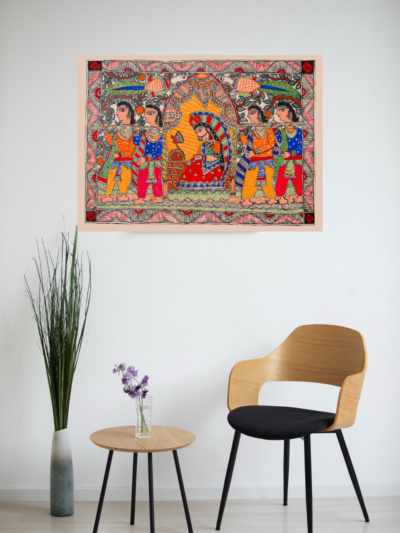 Sanskriti ki Sawari – Handpainted Madhubani Art Depicting Cultural Journey