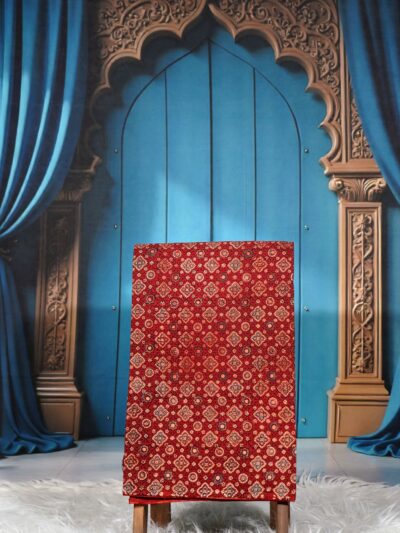 Ajrak Ruby Mosaic | Handcrafted Ajrak Fabric