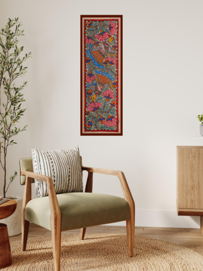 Mayur Raag Artwork – Vibrant Madhubani Peacock-Themed Wall Art