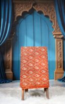 Terracotta Paisley Ajrak Cotton Fabric