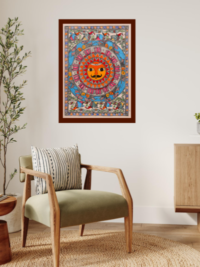 Handcrafted Surya Samriddhi Madhubani Artwork – Cultural & Artistic Décor