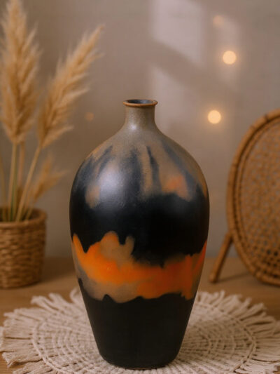 Midnight Ember Tall Terracotta Vase