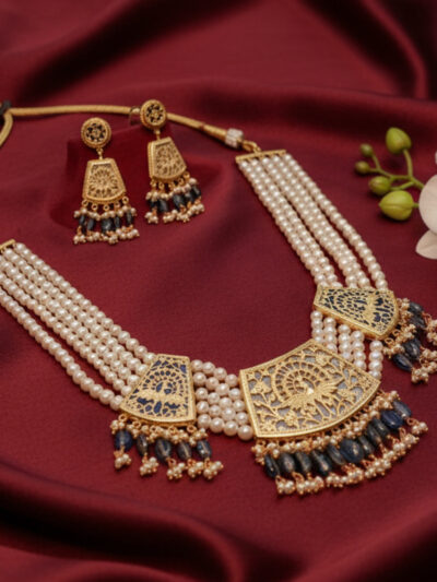 Meherbaan Thewa Pearl Cascade Festive Jewellry Necklace
