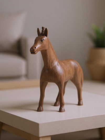 Whisperhoof | Handcrafted Wooden/Metal Animal Figurine for Home Décor