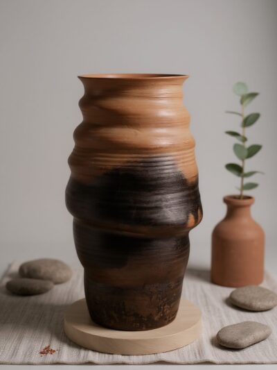 Flame-Kissed Tall Terracotta Vase