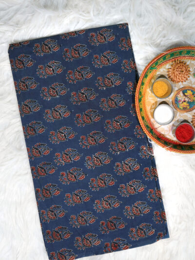 Ajrak Indigo Paisley Bloom | Handcrafted Cotton Fabric