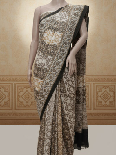 Ajrak Geometric Elegance | Handwoven Saree