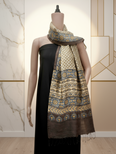 Indigo & Gold Mandala | Premium Ajrak Handwoven Stall