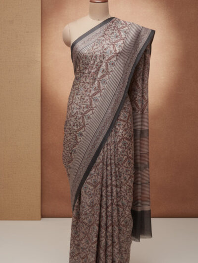 Traditional Geometric Mandala Ajrak | Handwoven Heritage Saree