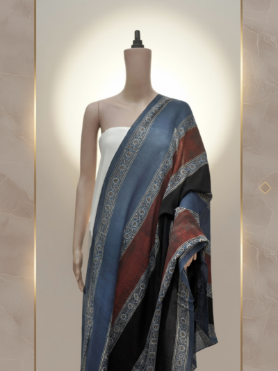 Ajrak Neel Varna | Handwoven Dupatta