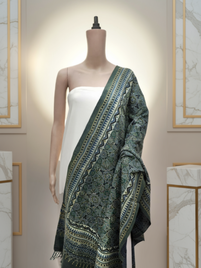 Ajrak Noor Dupatta | Handblock Printed Ajrak Cotton Dupatta