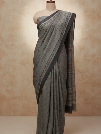 Ajrak Jaali Jharokha | Handwoven Saree