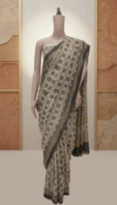 Ajrak Gulabi Rang | Handwoven Saree