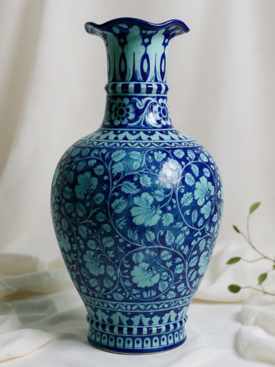 Indigo Bloom Home Decor Floral Vase