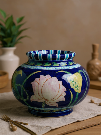 Midnight Lotus Traditional Pottery Matki Pot