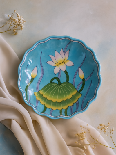 Lotus Harmony Handpainted Decorative Platter