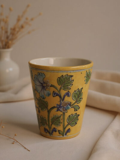 Indigo Bloom Floral Glass Tumbler