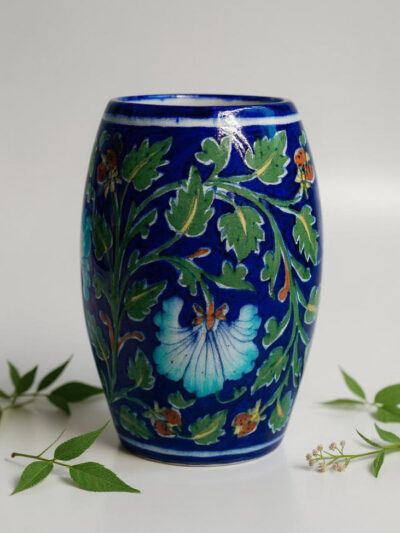 Aqua Blossom Blue Pottery Tumbler