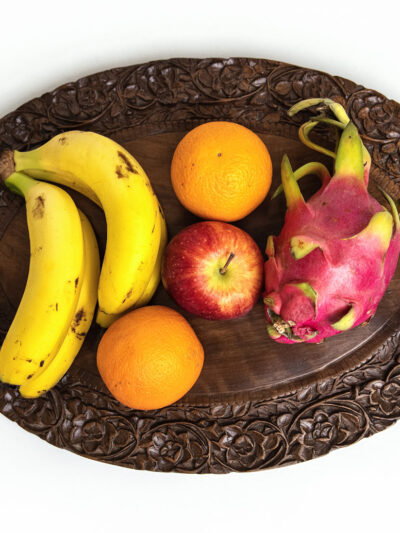 Rosevine Oval Wooden Tray | Handcrafted Floral Wooden Serving Tray