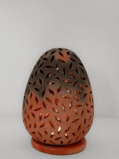 Terracotta Coconut T-Light Holder (Leaf Cut)