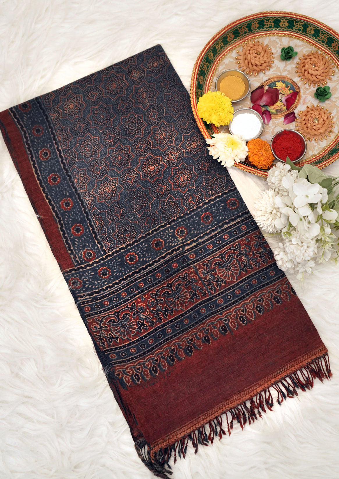 Ajrak Surya Phool | Handwoven Stall