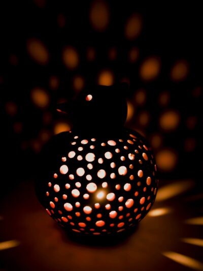 Terracotta Bird T-Light Holder (Feather & Dot Cutwork)