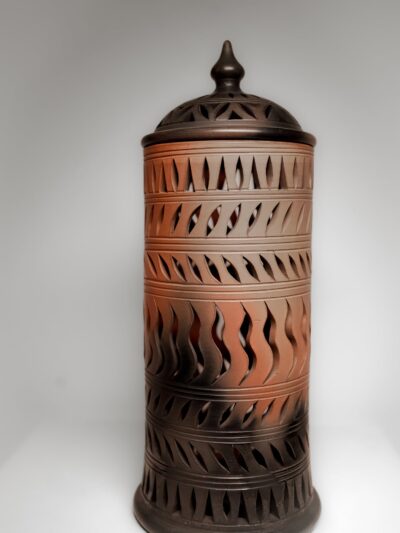 Terracotta Carved Cylinder Lamp