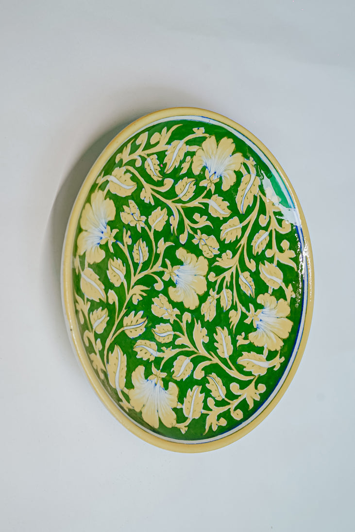 Rustic Lotus Bloom Handmade Decorative Ceramic Plate