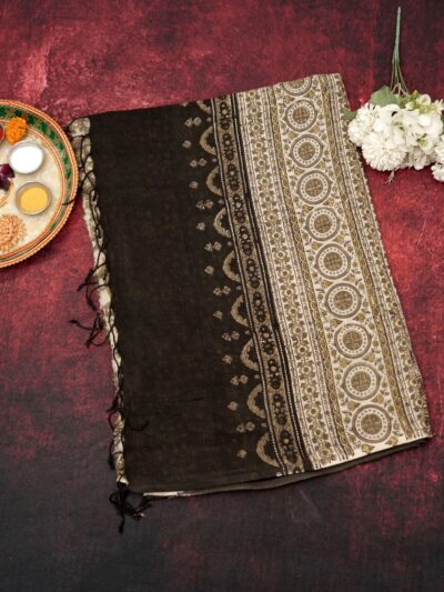 Ajrak Geometric Elegance | Handwoven Saree