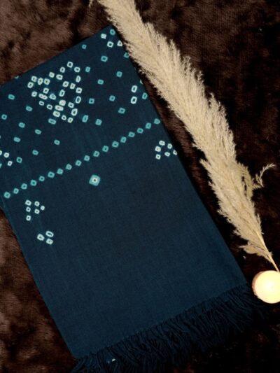 Teal Geometrics | Bandhani Wool Handwoven Stall