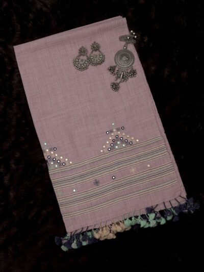 Misty Bloom | Wool Mirrorwork Handcrafted Kutch Stall