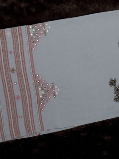 Silver Dawn | Wool Mirrorwork Handwoven Kutch Stall