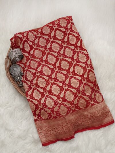 Surmayi Gulmohar Saree | Handcrafted Bandhani Saree